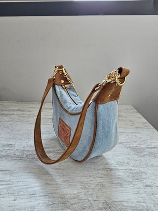 Borsa Marlene jeans e cuoio