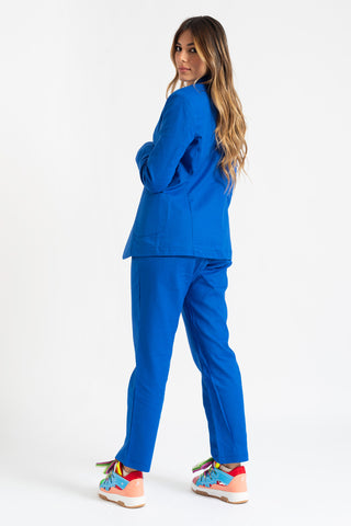 Tailleur giacca e pantaloni in lino bluette