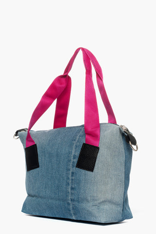 Borsa denim e manici fucsia Stella