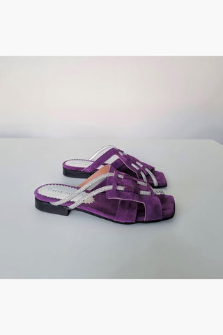 Ciabatta Ludovica camoscio viola e strass