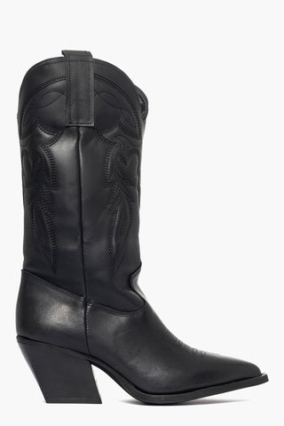 Stivali Irene Mers pelle nero con ricami