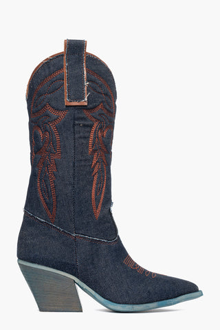 Stivali in denim blu con ricami Irene Mers
