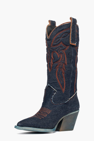 Stivali in denim blu con ricami Irene Mers