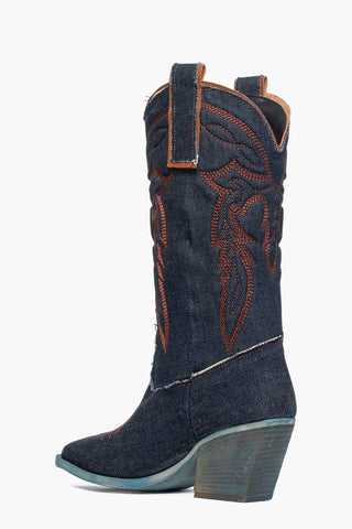 Stivali in denim blu con ricami Irene Mers
