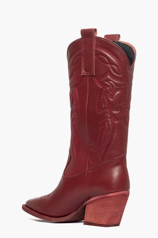 Stivali Irene Mers pelle bordeaux con ricamo