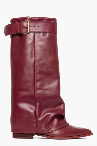 Stivale con rialzo e risvolto pelle bordeaux Cannes 7