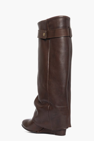 Stivali pelle testa di moro con risvolto e accessorio oro Cinzia 10