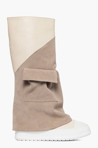 Stivale camoscio taupè  e pelle beige Tore 001