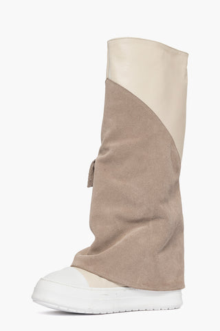 Stivale camoscio taupè  e pelle beige Tore 001