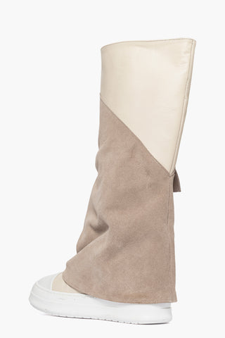 Stivale camoscio taupè  e pelle beige Tore 001