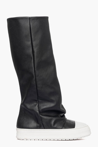 Stivale aggrappato pelle nero gommato bianco Tore Paola