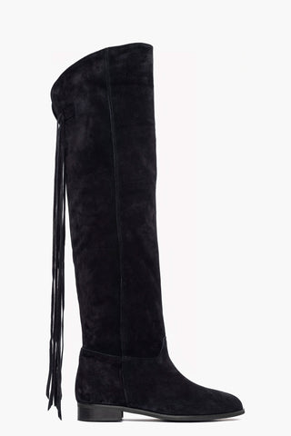 Stivali 273 camoscio blu con lacci pendenti