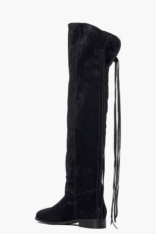 Stivali 273 camoscio blu con lacci pendenti