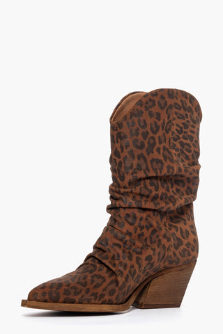 Stivaletti Irene Vip sopra alla caviglia pelle leopardo aggrappato