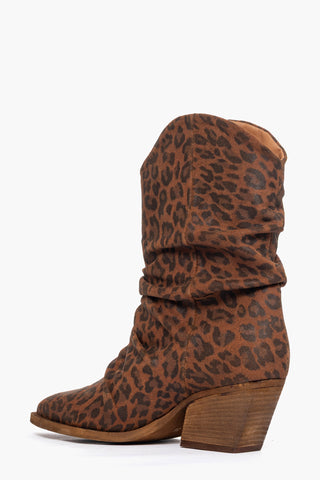 Stivaletti Irene Vip sopra alla caviglia pelle leopardo aggrappato