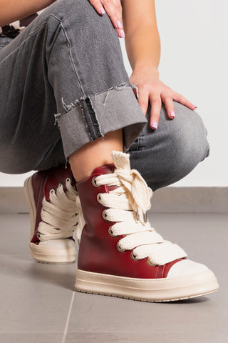 Sneakers pelle bordeaux laccio doppio Tore Over