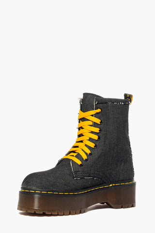 Botines vaqueros Oxford negros con cordones amarillos