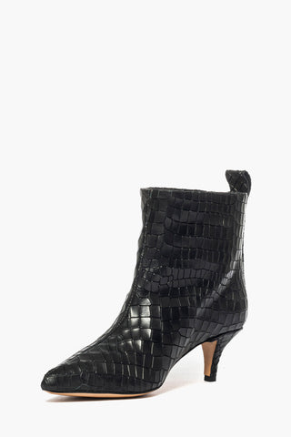 2504 black python leather ankle boots