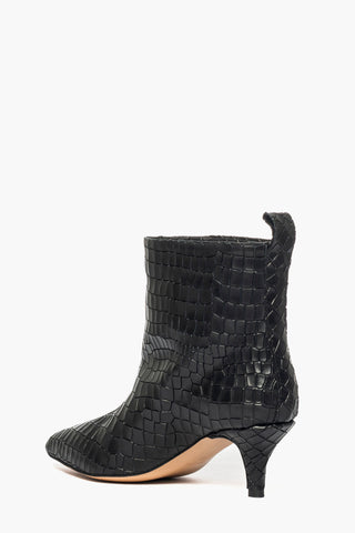 2504 black python leather ankle boots