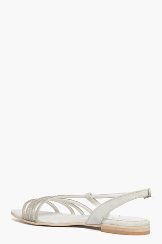 Sandali camoscio ghiaccio e strass argento 7515