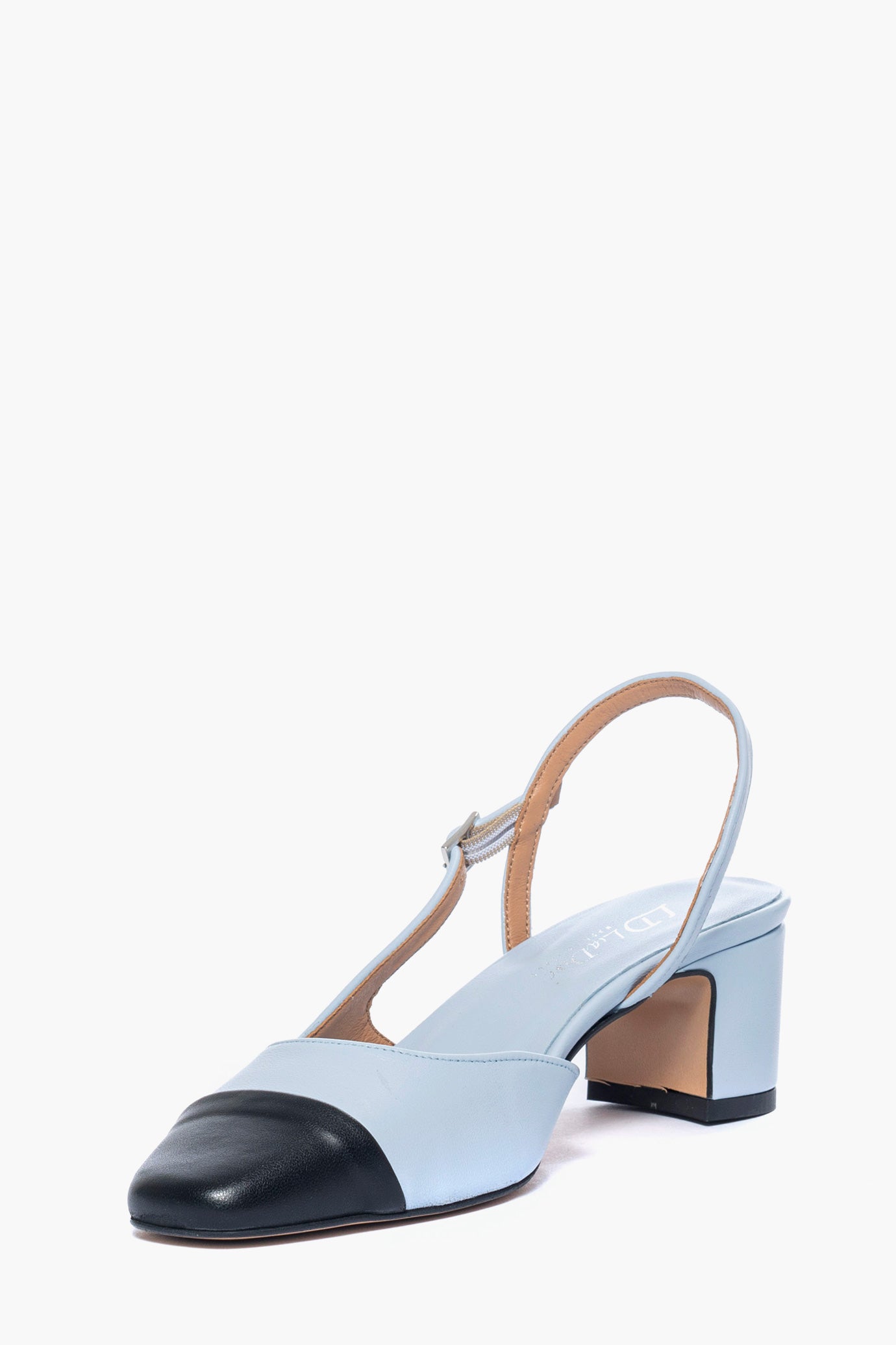 Scarpa modello chanel Sole pelle azzurro e nero – Lia Diva