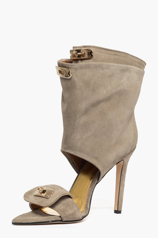 Sandalo camoscio taupè con accessorio oro Kiwi 13