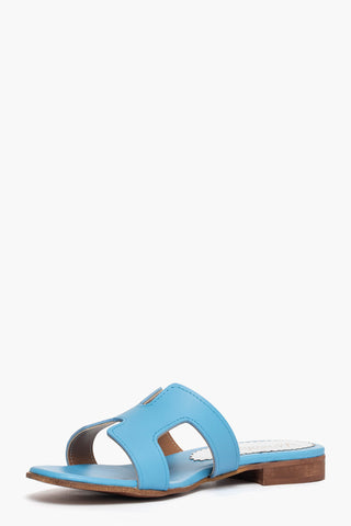 Ciabata Amalfi pelle azzurro