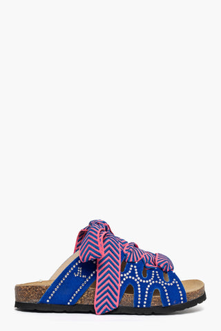 Strass slipper in blue suede Cambridge 1009