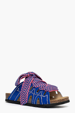 Strass slipper in blue suede Cambridge 1009