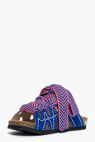 Strass slipper in blue suede Cambridge 1009