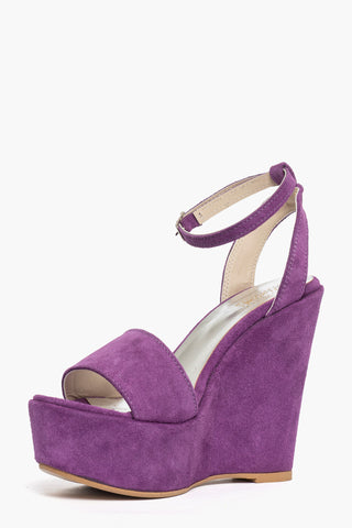 Sandalo con zeppa Carmensita Lia camoscio viola