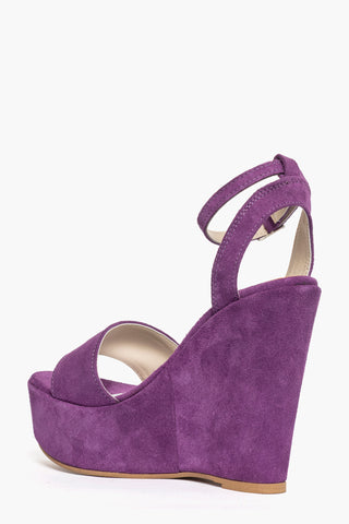 Sandalo con zeppa Carmensita Lia camoscio viola