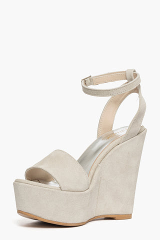 Sandali con zeppa Carmensita Lia camoscio beige
