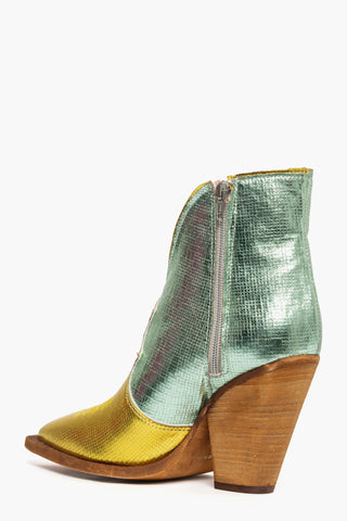 Gabriella Trend crac yellow, green and purple laminated ankle boots