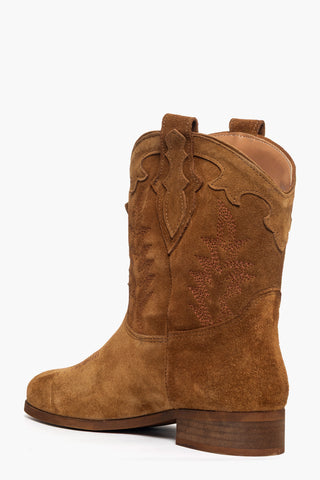 Stivaletti camoscio cuoio con ricami 299