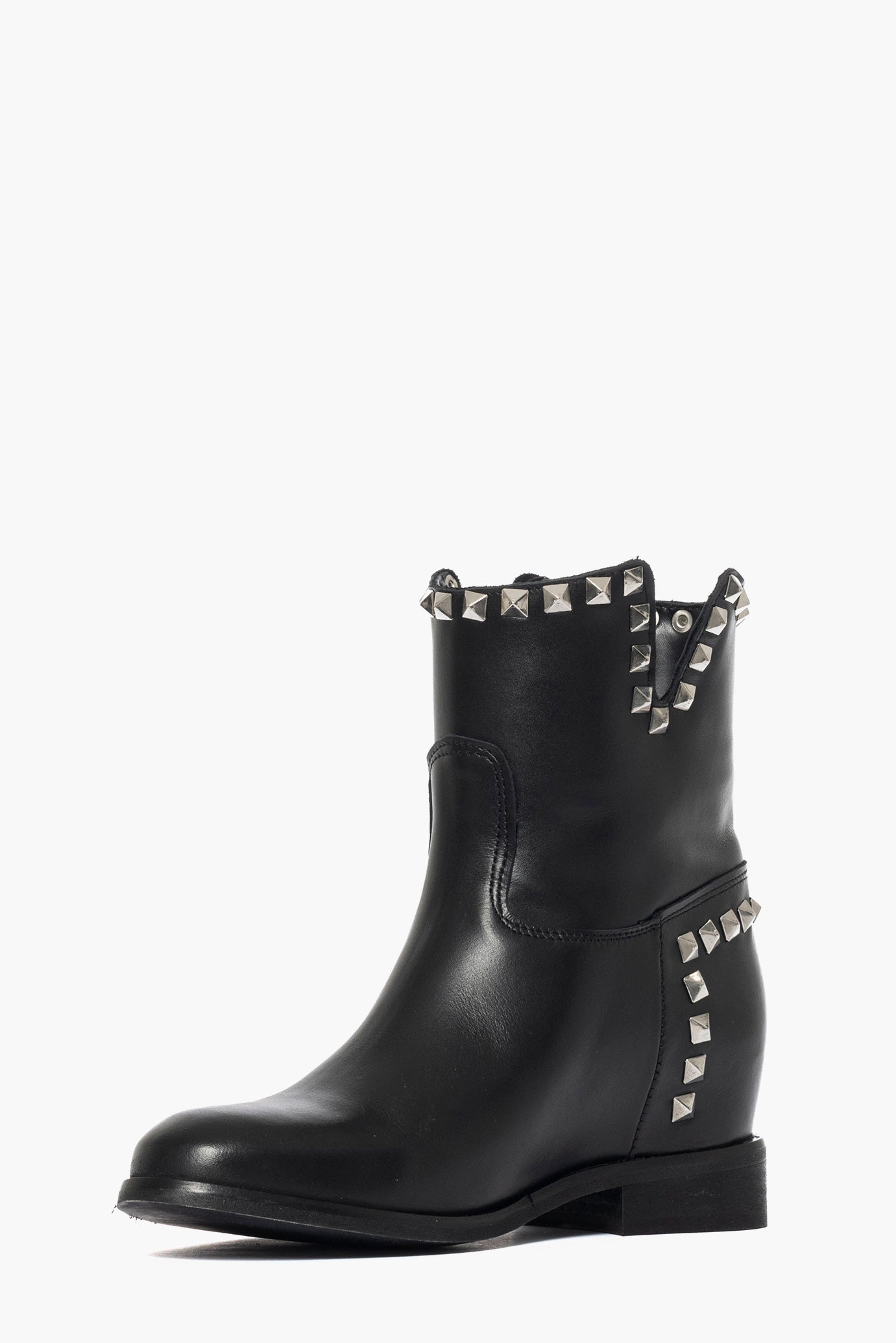 Zeppa Interna Tronchetti Con Rialzo Interno Stivaletti Roma Pelle