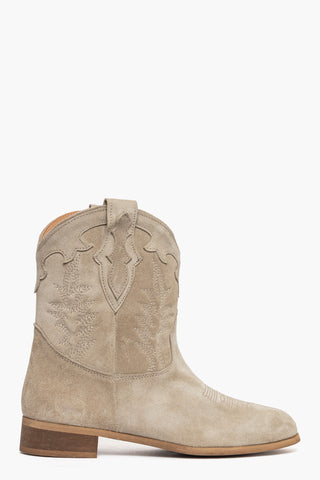 Stivaletti camoscio taupe con ricami 299