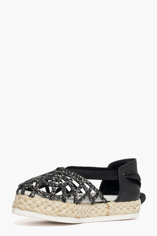 Sandalo Sal 98 pelle e glitter nero