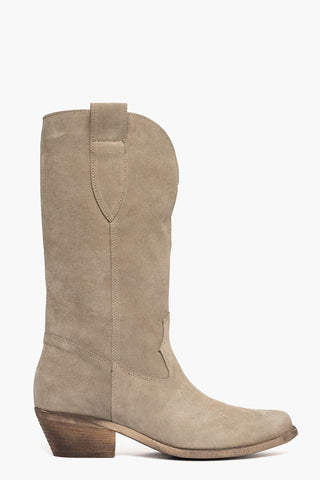 Stivali Oldwest 288 camoscio taupè con ricamo