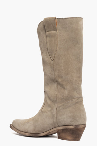 Stivali Oldwest 288 camoscio taupè con ricamo