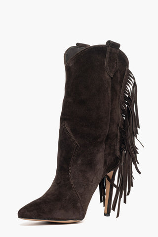 Stivaletti Sidney 14 camoscio cioccolato con frange