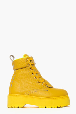 Stivaletti Total Oxford 74 lacci e zip pelle giallo Jammers London