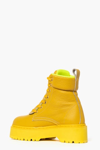 Stivaletti Total Oxford 74 lacci e zip pelle giallo Jammers London