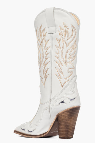 Stivale pelle bianco e pitone con ricamo New Cecilia Black