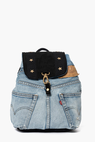 Zaino jeans e nero con stelle Star