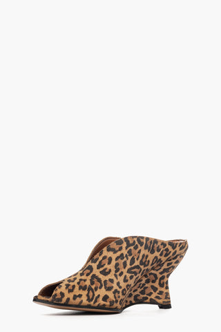Sabot pelle animalier con zeppa Flora 1