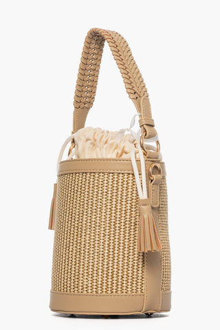 Secchiello rafia beige e riporto beige Sun