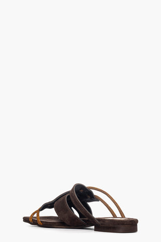 Ciabatta Ludovica camoscio marrone e strass