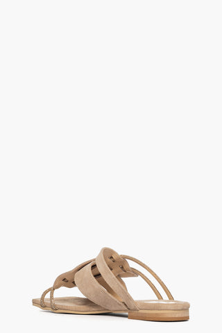 Ciabatta Ludovica camoscio taupè e strass