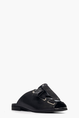 Fable black leather slippers